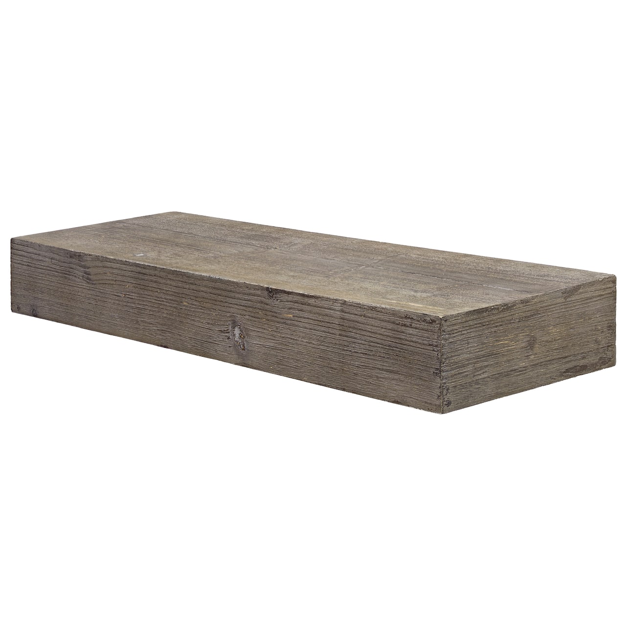 Small Gray Rustic Wood Floating Wall Shelf